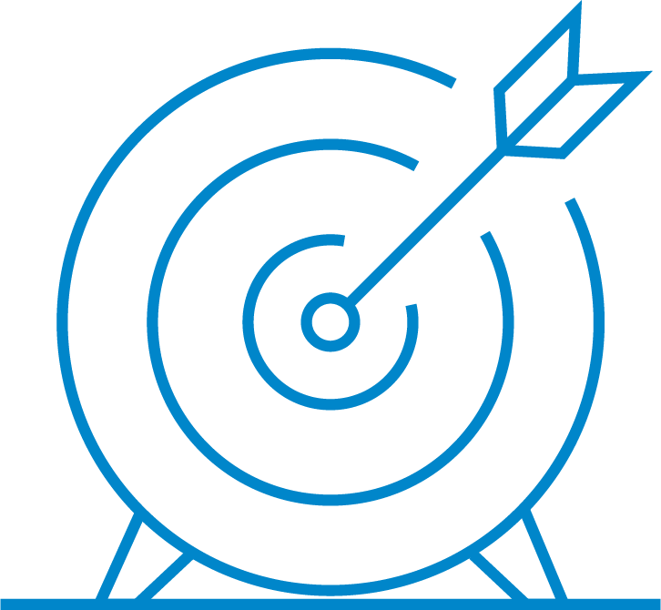 blue bullseye icon with arrow